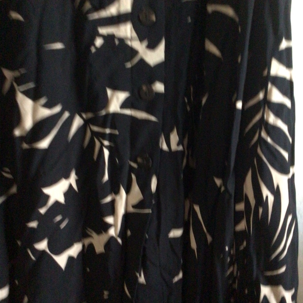 Ann Taylor Tie Waist Black Cream Palm Tree Tropical Classic A-line Midi Skirt 6T - Picture 8 of 12